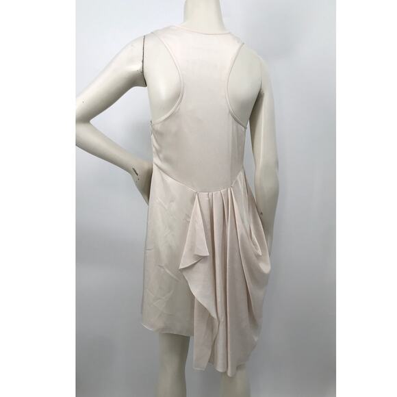 Morgan Carper Ivory Sleeveless Asymmetrical Side Ruffle Shift Dress Size 4 - Picture 8 of 13